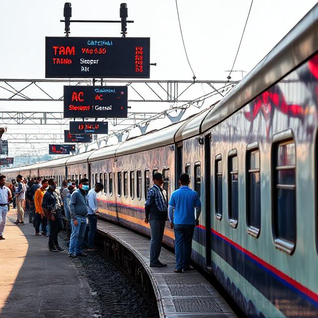 Indian Railways coach position visual showing labeled coaches at station platform