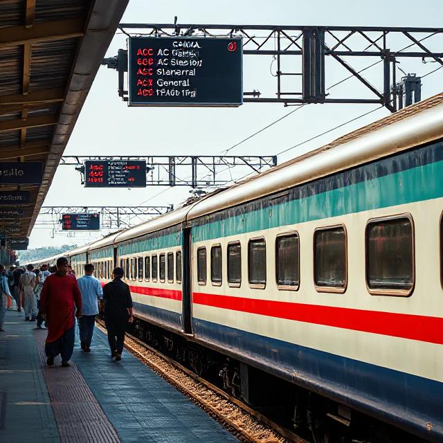 Indian Railways coach position visual showing labeled coaches at station platform